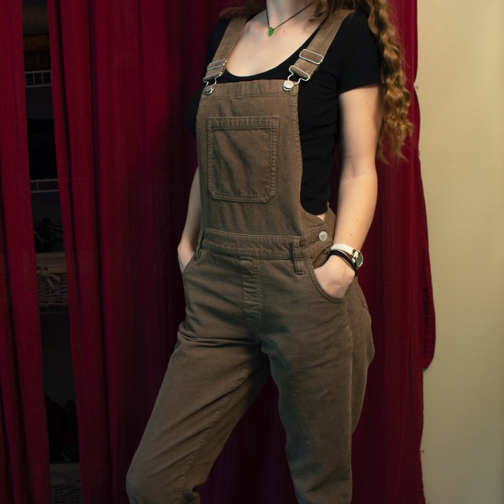 Green Corduroy Overalls from Pacsun